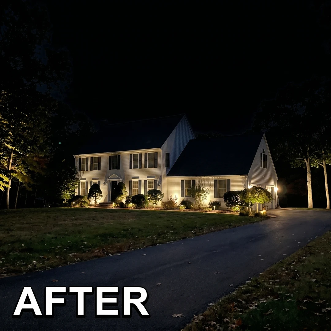 Home after landscape lighting install