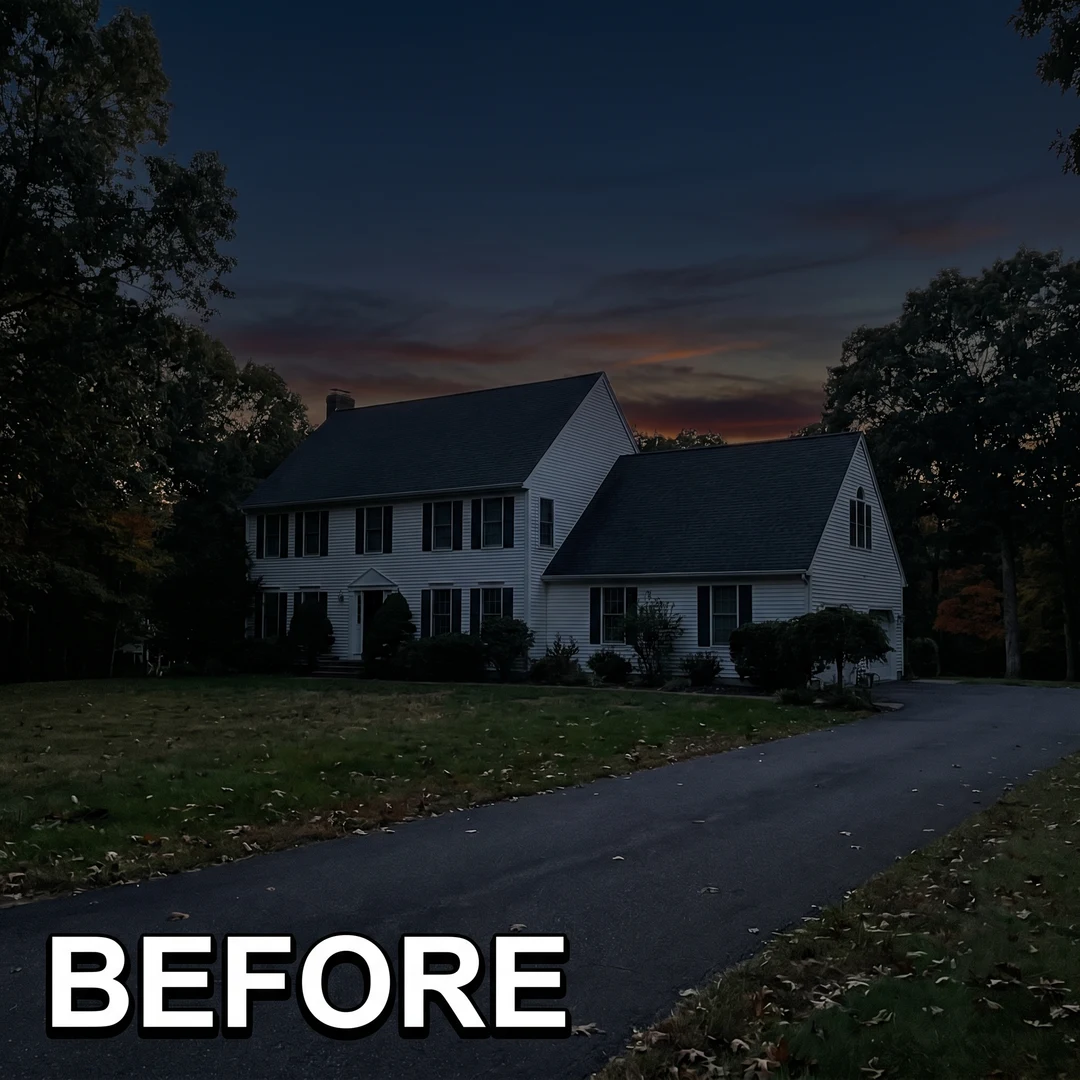 Home before landscape lighting install