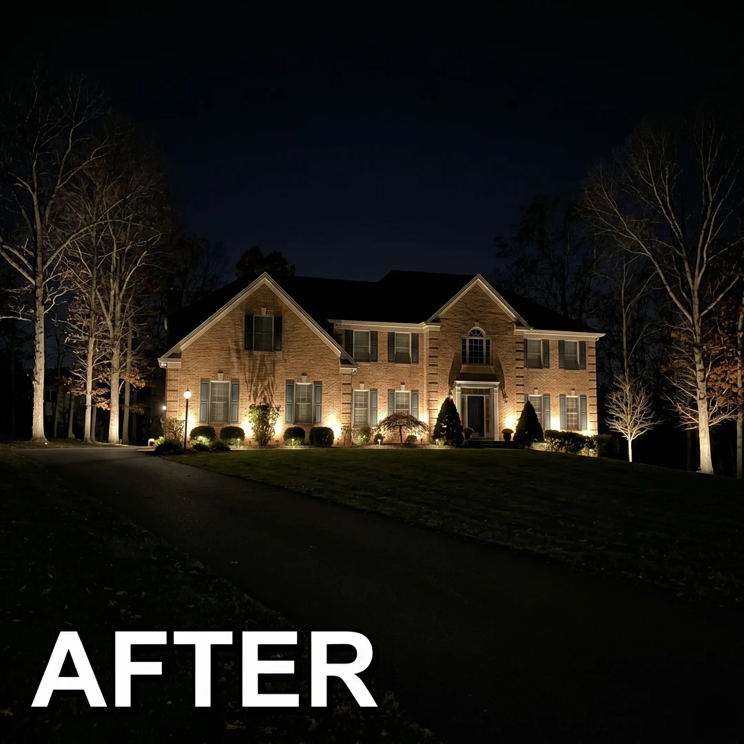 Brick colonial after lighting
