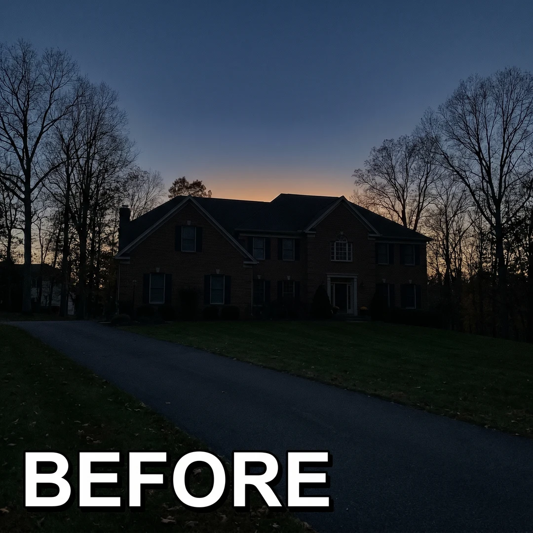 Brick colonial before lighting