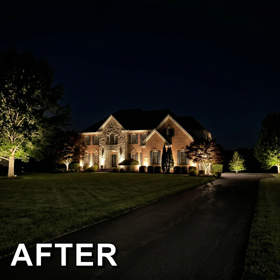 Stone estate after lighting