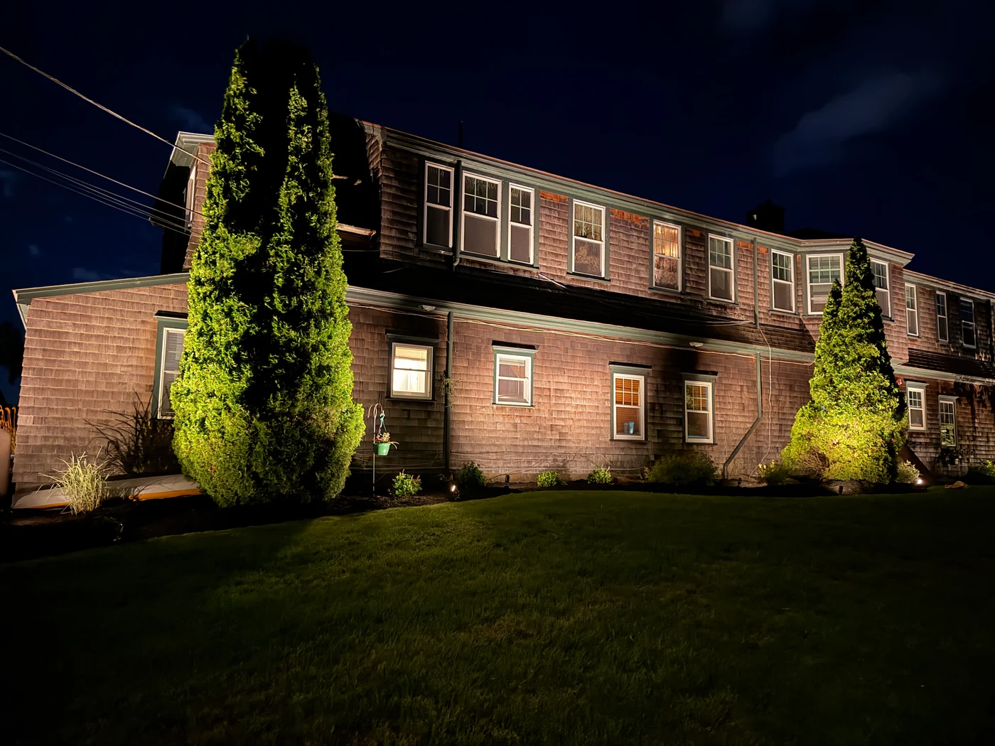 Tree and facade uplighting, North Kingston RI